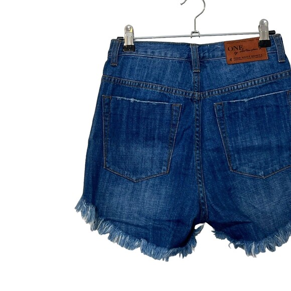 ONE TEASPOON for Free People Bonita Denim Shorts Blue Distressed Women’s Size 26 - Picture 6 of 12